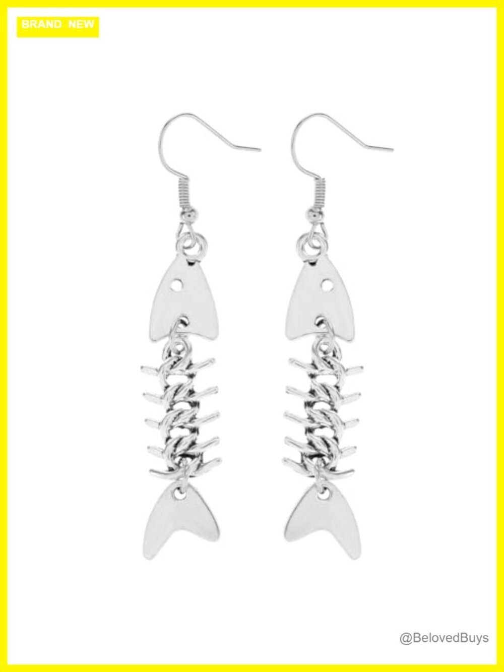 Zinc Alloy Fish Bone Dangle Earrings French Wire Y2K Grunge